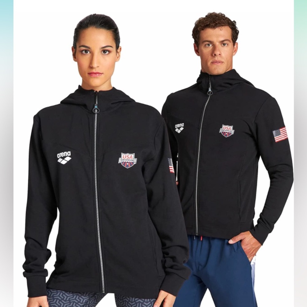 NWT Arena Women's USA swimming 2020 Hooded Unisex Active Workout Jacket XS
